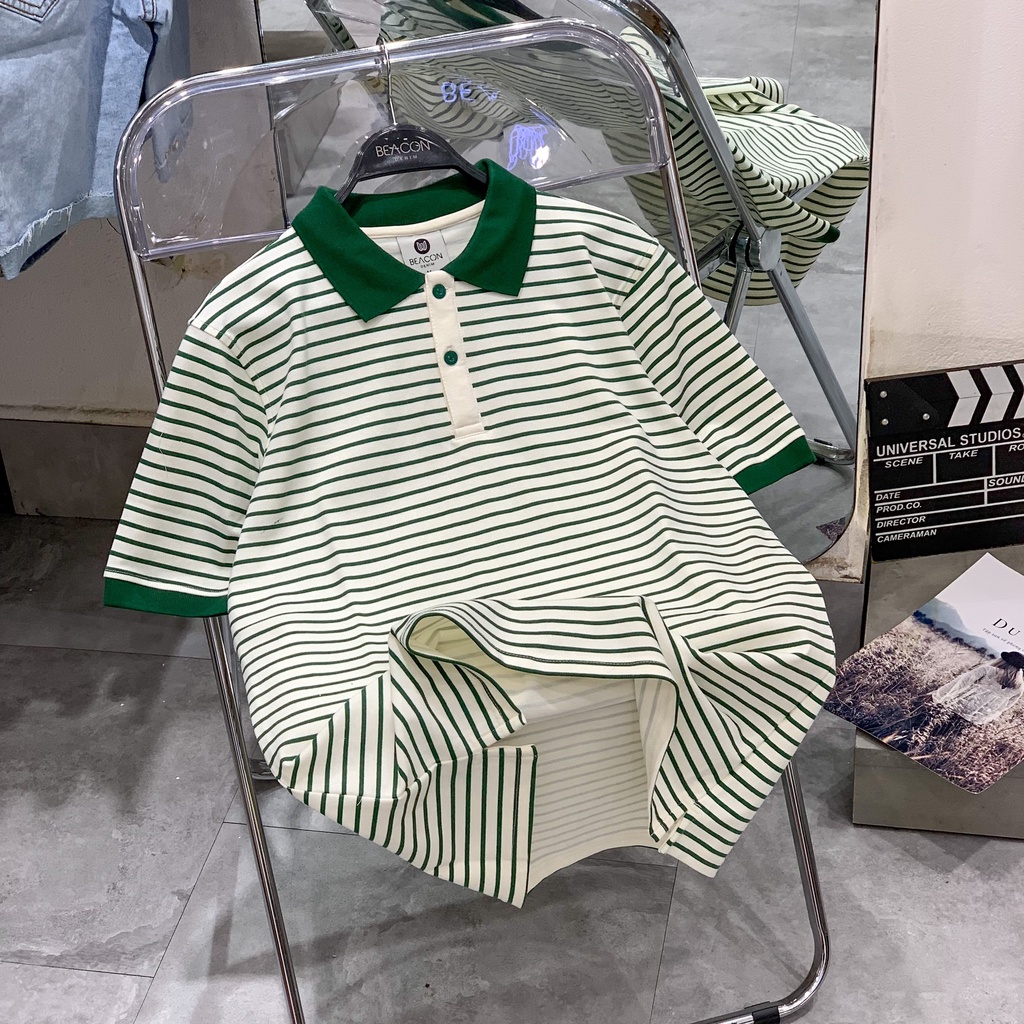 Áo Polo nam phối sọc ngang vải cotton poly nam tính, thanh lịch, sang trọng AOPL25 - BEACON DENIM
