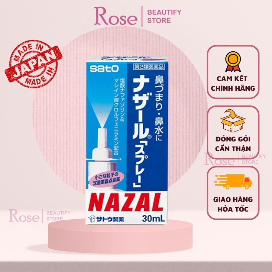 Xịt Ngạt Mũi, Sổ Mũi NAZAL 30 ml Nhật Bản rose.beautify