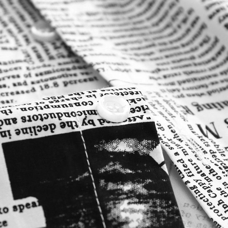 Áo Khoác Sơ Mi Tay Dài Dáng Rộng In Hình Tờ Báo Kiểu Hàn Quốc Thời Trang Cho Học Sinh