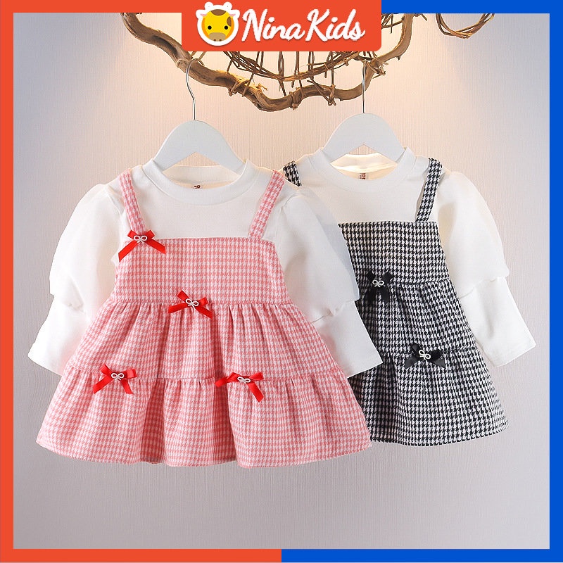 Đầm Dài Tay Thiết Kế Dễ Thương Dành Cho Bé Gái 0-4 Tuổi