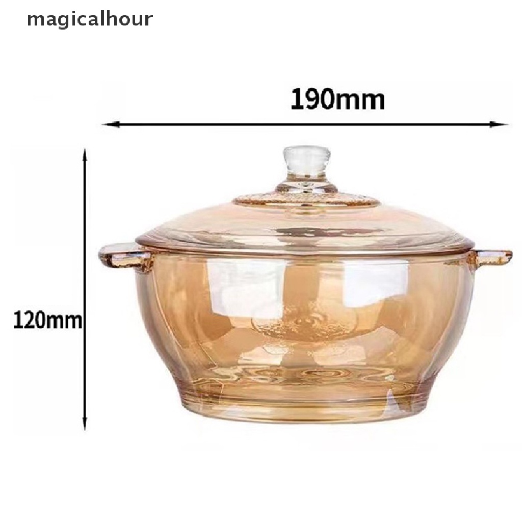 Nồi Hấp Bằng Thủy Tinh Chịu Nhiệt Kích Thước Lớn Màu Hổ Phách Có Thể Dùng Trong Lò Vi Sóng
