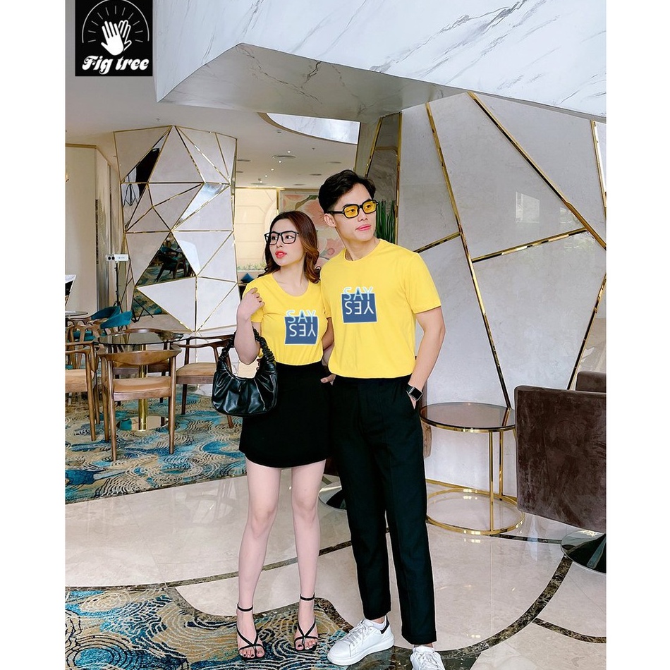 ÁO THUN ĐÔI MÀU VÀNG (SAY YES) KHÁNG KHUẨN-KHỬ MÙI FIGTREE- kèm video cận cảnh