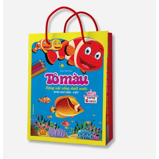 Sách - Tô Màu Động Vật Sống Dưới Nước (6 Cuốn) (Song Ngữ Anh - Việt)