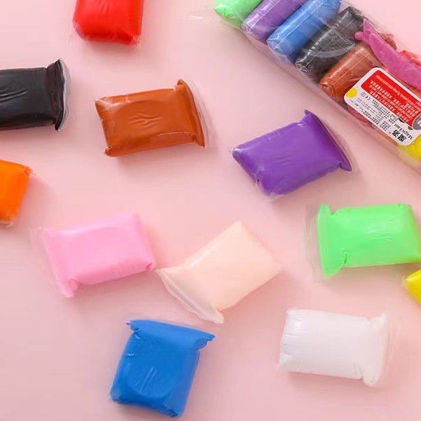 Đất Sét, Đất Nặn Tự Khô Siêu Nhẹ 12-36 Màu An Toàn.Nguyên liệu làm slime bơ slam mây