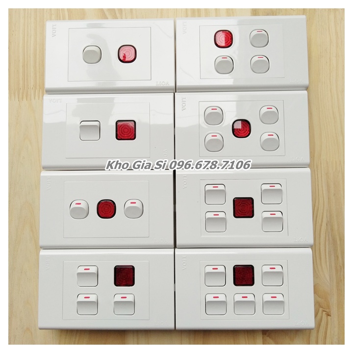 COMBO Ổ cắm, Ổ Mạng lan, Ổ TV, Ổ ĐT - Công tắc LiOA - Loại hạt vuông Chính hãng