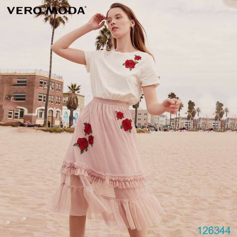Đầm midi phối ren lưới Vero