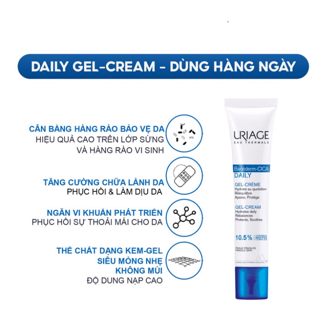 Kem làm dịu và phục hồi da tổn thương hằng ngày URIAGE BARIÉDERM-CICA DAILY GEL-CREAM 40ml