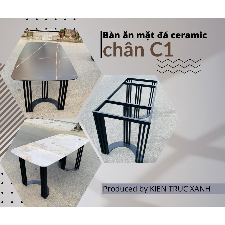 (HCM) Bàn ăn C1 mặt đá 1m4-1m6 CERAMIC nhập khẩu, chân sắt bảng kiểu dáng hiện đai 2023