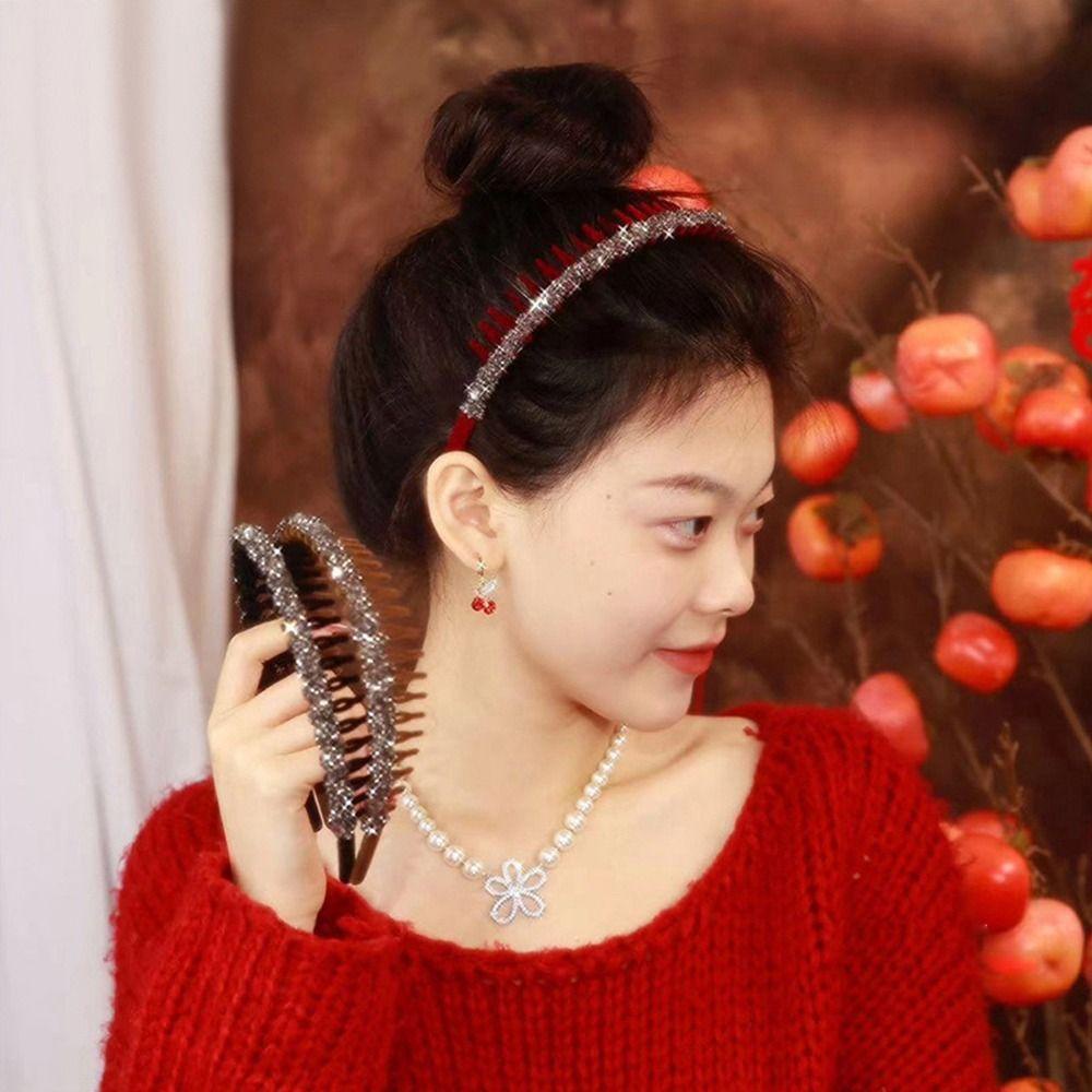 Băng Đô Cài Tóc Đính Hạt Lấp Lánh Chống Trượt Thời Trang Cho Bạn Gái