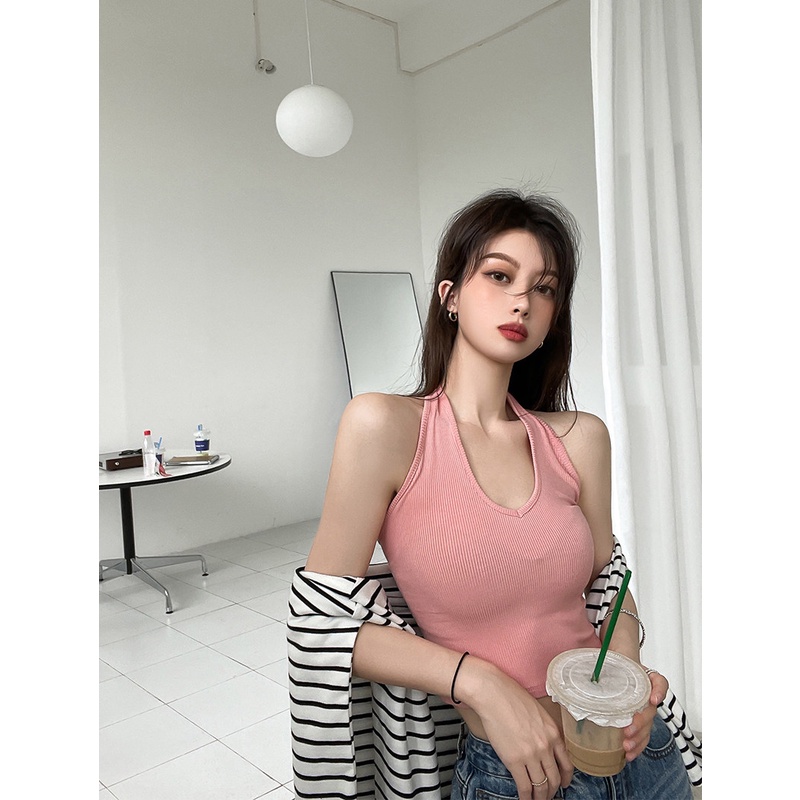 NRVP Áo Tank Top Đơn Co Giãn Phong Cách Hàn Quốc Với Đệm Lót