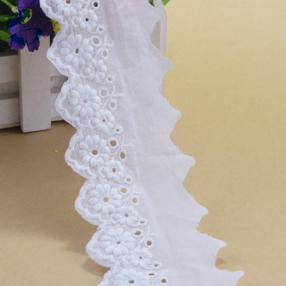 Cuộn Ren Ruy Băng mini Rộng 100% cotton Rộng 5cm Dùng Trang Trí Đầm diy 4210