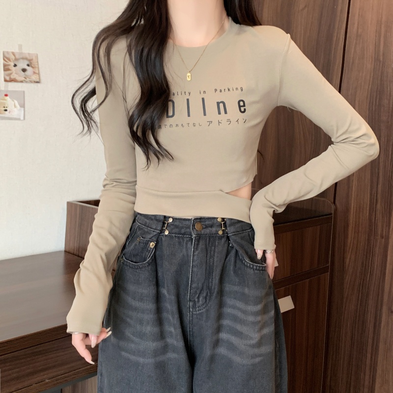 Áo croptop SUXI tay dài dáng ôm phong cách quyến rũ thời trang cho nữ