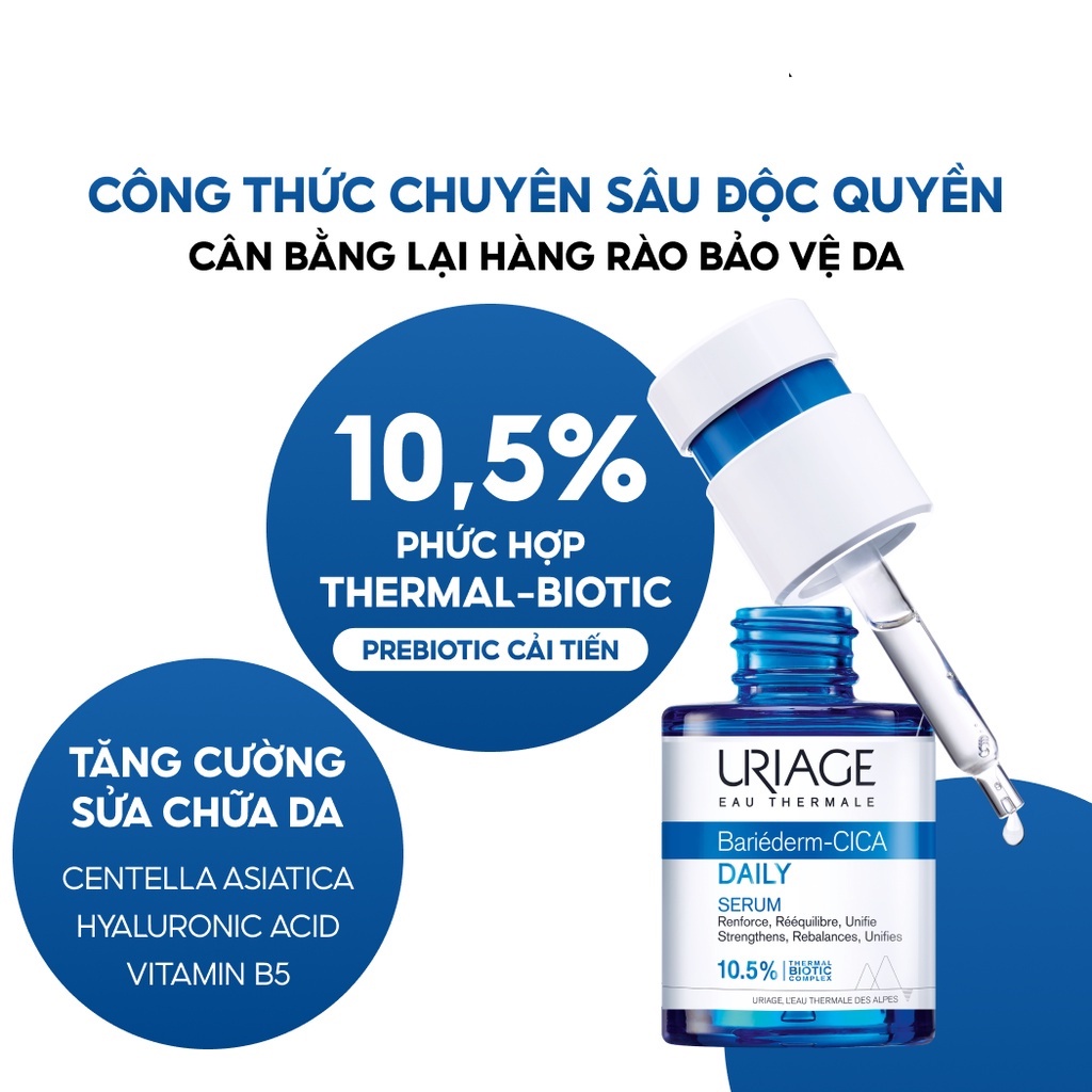 Serum làm dịu, làm lành và phục hồi da tổn thương hằng ngày URIAGE BARIÉDERM-CICA DAILY SERUM 30ml