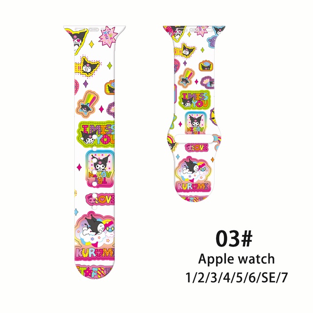 Dây Đeo silicone Họa Tiết Sanrio Kuromi 2022 Cho Đồng Hồ Apple Watch 41mm 45mm 44mm 42mm 40mm 38mm iWatch SE 7 6 5 4 3 2 1