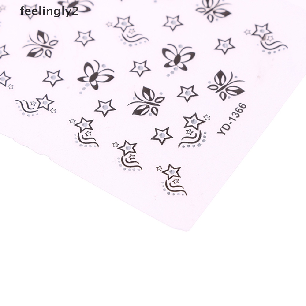 Set 30 Miếng Dán Trang Trí Móng Tay Tự Dính Họa Tiết Hoa Xinh Xắn