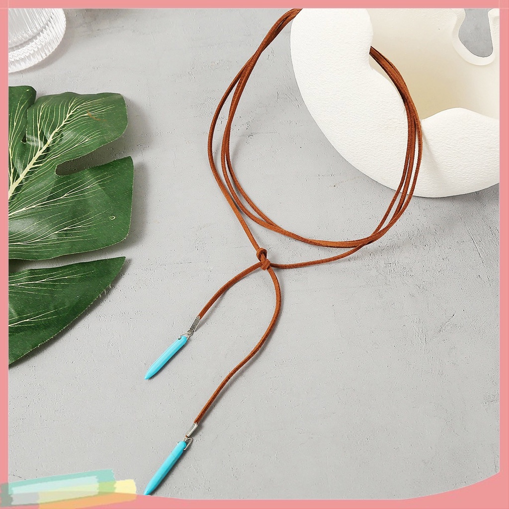 Vòng Cổ Dây Bện Mặt Đá Tự Nhiên Thời Trang Nữ Tính