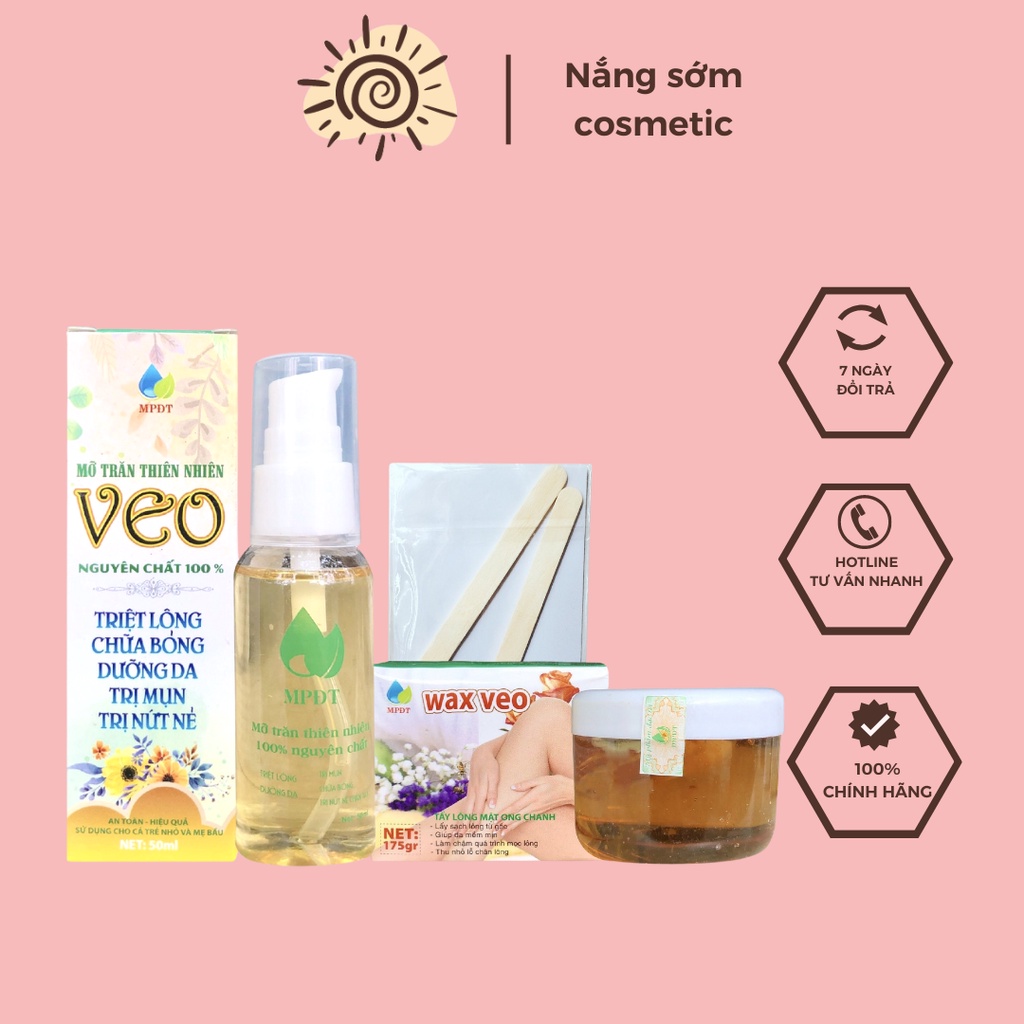 Combo bộ wax + mỡ trăn,WAX LÔNG VEO Tẩy sạch MỌI VÙNG Lông + TẶNG kèm giấy wax + que gạt (Wax tẩy lông, Kem tẩy lông)