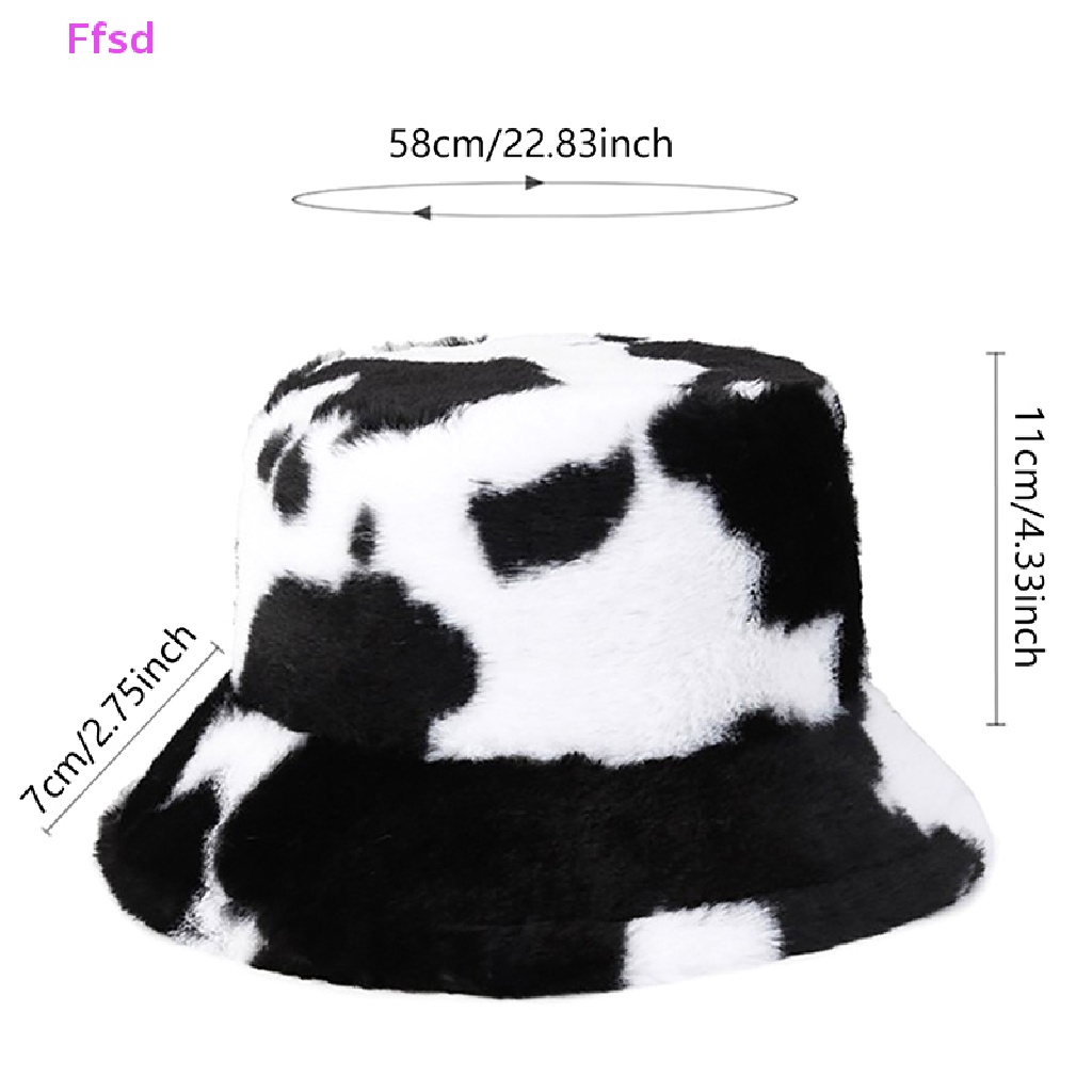 {Ffsd} Mũ Ngư Dân Bằng Lông Giả Mềm Mịn Ấm Áp In Họa Tiết Bò Sữa Mùa Thu Đông Dành Cho Bạn Nữ Đi Trượt Tuyết Ngoài Trời Panama