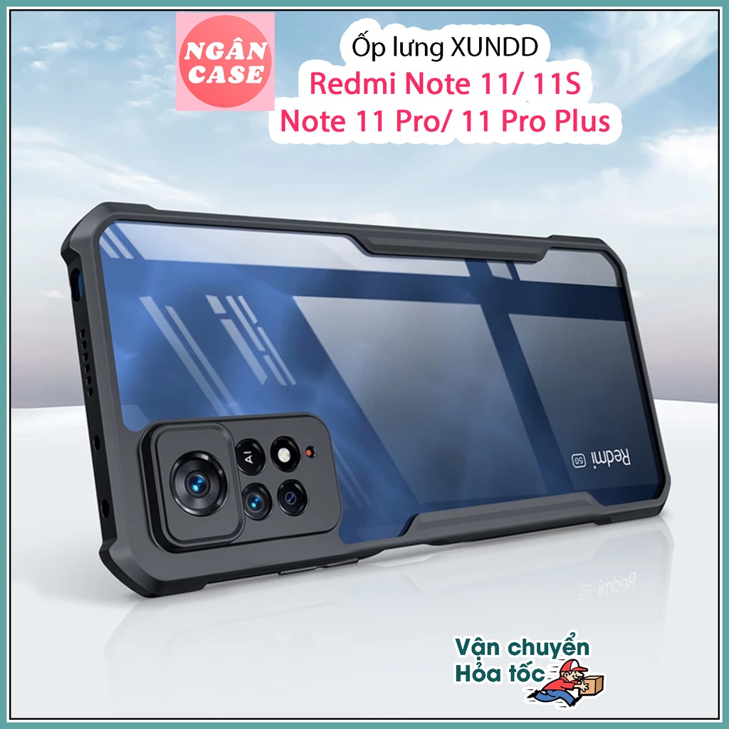 Ốp lưng XUNDD Redmi Note 11 4G/ 11S 4G/ 11 Pro/ 11 Pro Plus 5G - Mặt lưng trong, Viền TPU, Chống sốc - Đen