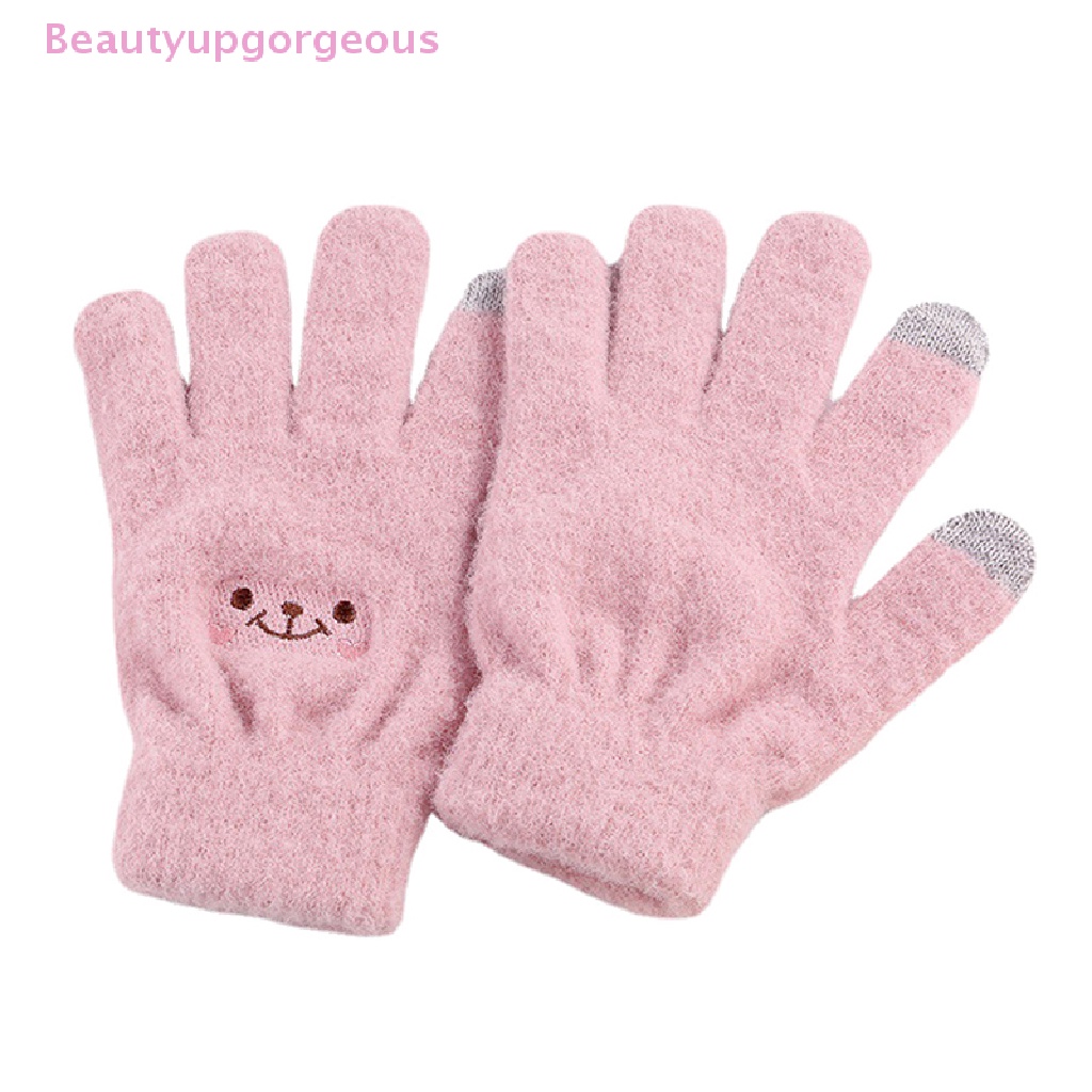 1 Đôi Găng Tay Năm Ngón Giữ Ấm Mùa Đông Bằng Vải Lông Nhung Hình Mặt Cười Dễ Thương Dành Cho Học Sinh Nhật Bản