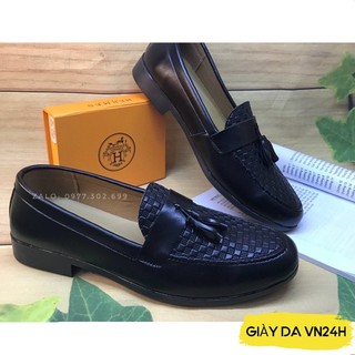GIÀY NAM LƯỜI QUẢ CHUÔNG DẬP VÂN Ô VUÔNNG