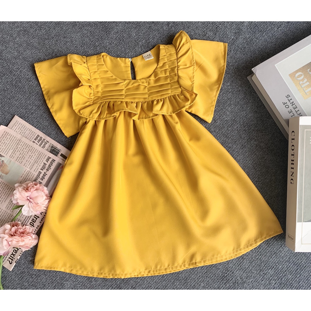 002   -  Váy bé gái, Đầm bé gái xếp ly ngang cánh tiên cho bé từ 8-30kg - Luni Kids