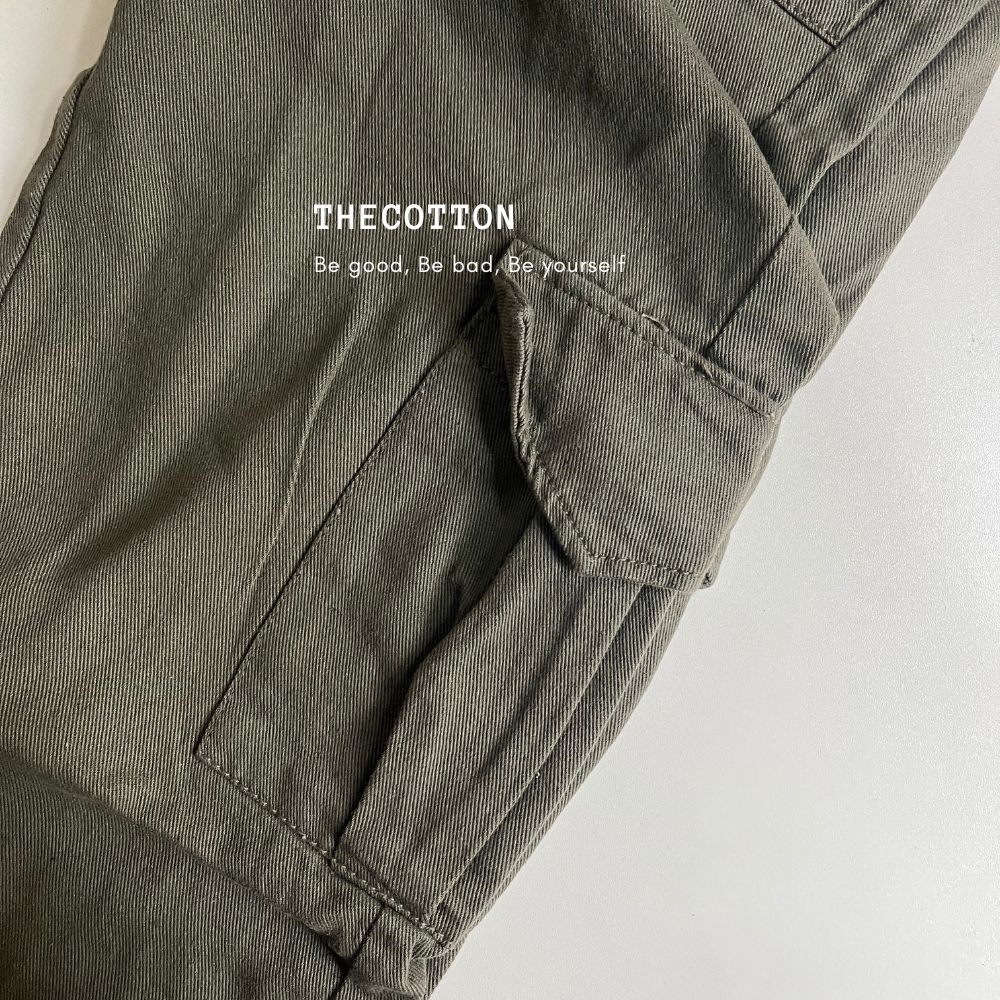 Quần Kaki Túi Hộp Ống Suông Lưng Cao Quần Cargo Dày Dặn Co Giãn TheCotton