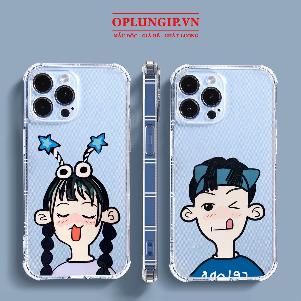 Ốp iphone trai gái lè lưỡi silicon dẻo cạnh vuông cho iphone 11 13 pro max 14 12 pro max mini x r s max 6 s 7 8 plus