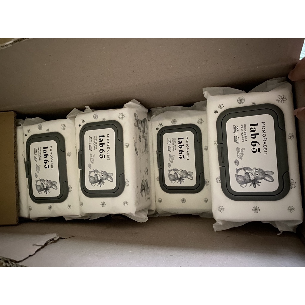 Khăn ướt cao cấp MomoRabit nội địa Hàn sợi khăn thiên nhiên gói 72 tờ