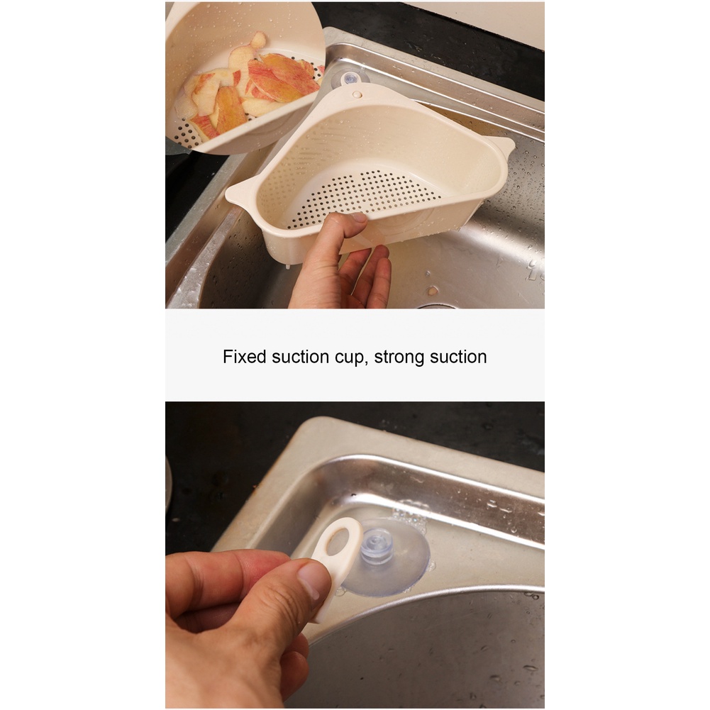 Rổ Đựng Mút Rửa Chén Hình Tam Giác Có Giác Hút Treo Bồn Rửa Nhà Bếp Đa Năng