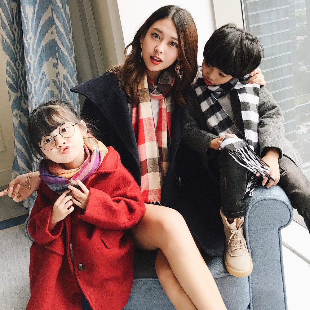 Khăn len dài choàng mùa đông hoạ tiết nhiều màu cho bé trai & bé gái