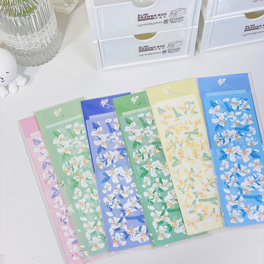 12 mẫu hình dán sticker hoa lily hoa hồng kim tuyến decor toploader