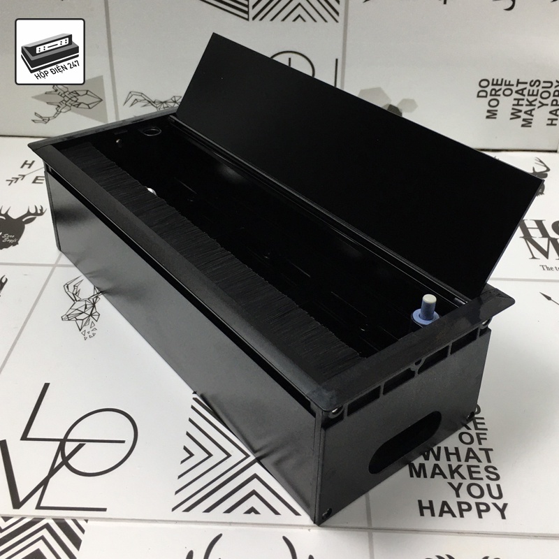 Hộp Điện Nhôm Âm Bàn Họp Cao Cấp - Ổ Cắm Âm Bàn Làm Việc 3 Module Ổ cắm Màu Bạc or ĐEN BH 12 Tháng Size 300x120mm