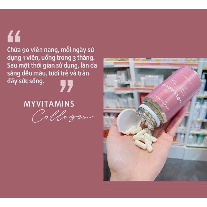 Viên uống collagen thủy phân Myvitamin Pháp 90 viên hỗ trợ đẹp da, chống lão hóa