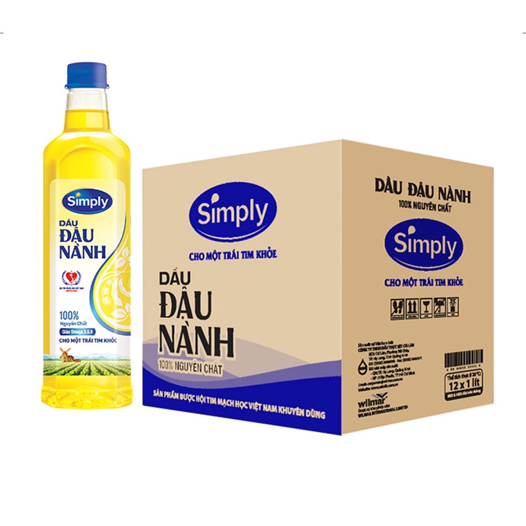 Combo 2 Chai dầu ăn đậu nành Simply 1 lít - hàng chính hãng