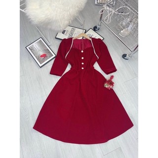 Đầm nhung viền ren _ D201