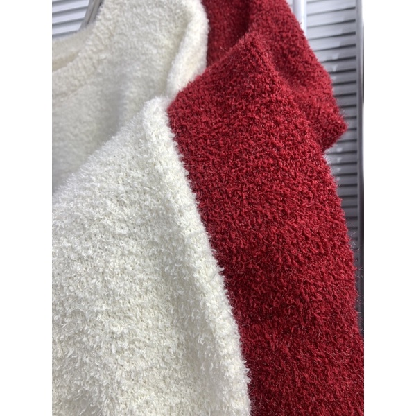 Áo len sweart dài tay cổ tròn tiểu thư ,bánh bèo form rộng xinh màu đỏ chào năm mới phong cách Hàn hàng quảng châu