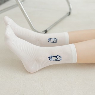 [ TẤT ĐẸP] Tất vớ cổ cao họa tiết thú basic màu trắng