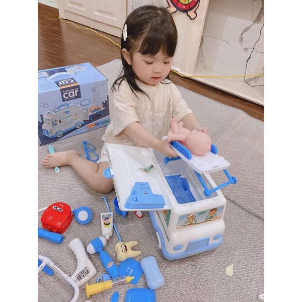 Đồ chơi bác sỹ phiên bản nâng cấp xe cứu thương có đèn có nhạc cho bé