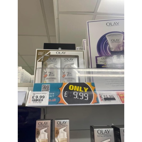 Sẵn Mẫu mới Set Olay Kem chống lão hoá UK- kem dưỡng ngày đêm Olay Total Effects Anti-Ageing 7in1