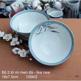 Bộ 2 tô ăn phở/mì men đá - gốm sứ nhật bản