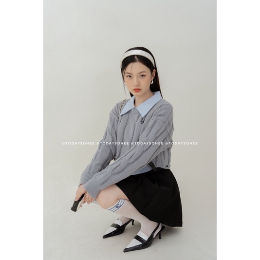 Croptop len thêu logo