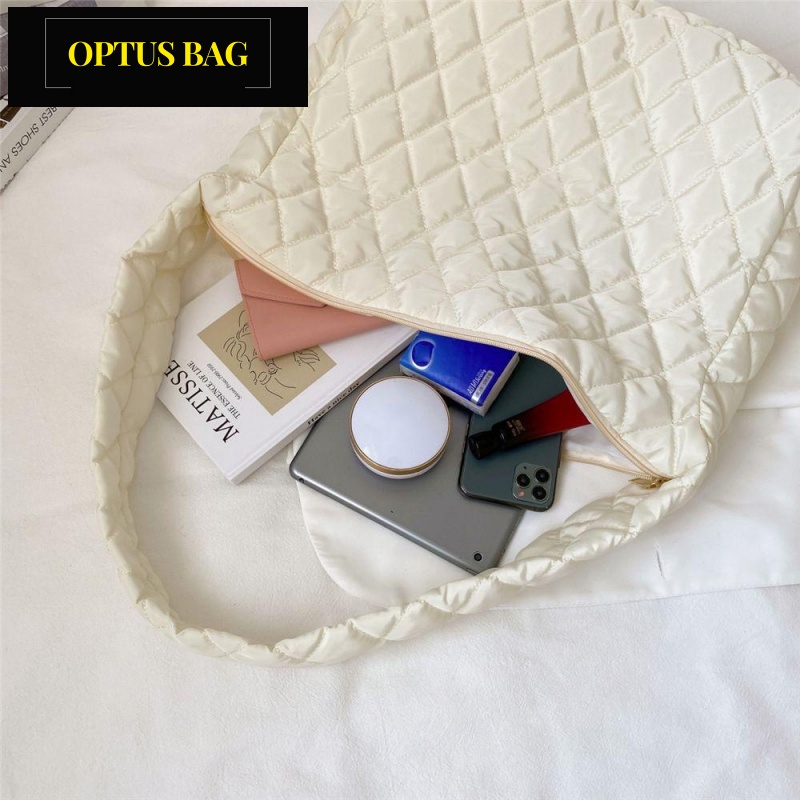 Túi Tote Đeo Dưới Cánh Tay Optusbag Bằng Cotton Họa Tiết Kẻ Sọc Nhiều Màu Sắc Thời Trang Mùa Đông Cho Nữ