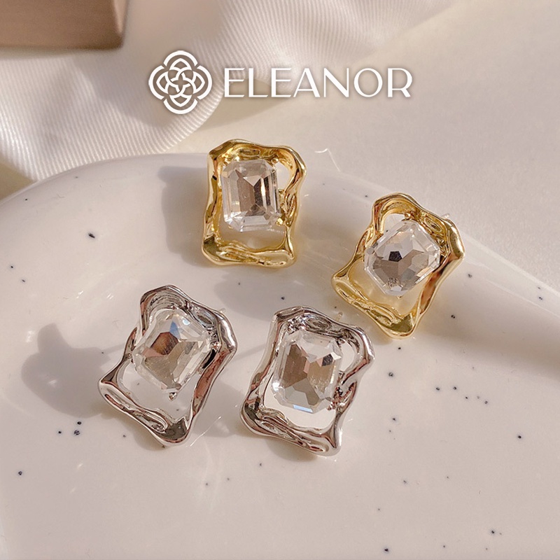 Bông tai nữ Eleanor Accessories hình học chữ nhật đính đá phụ kiện trang sức sanh chảnh thanh lịch