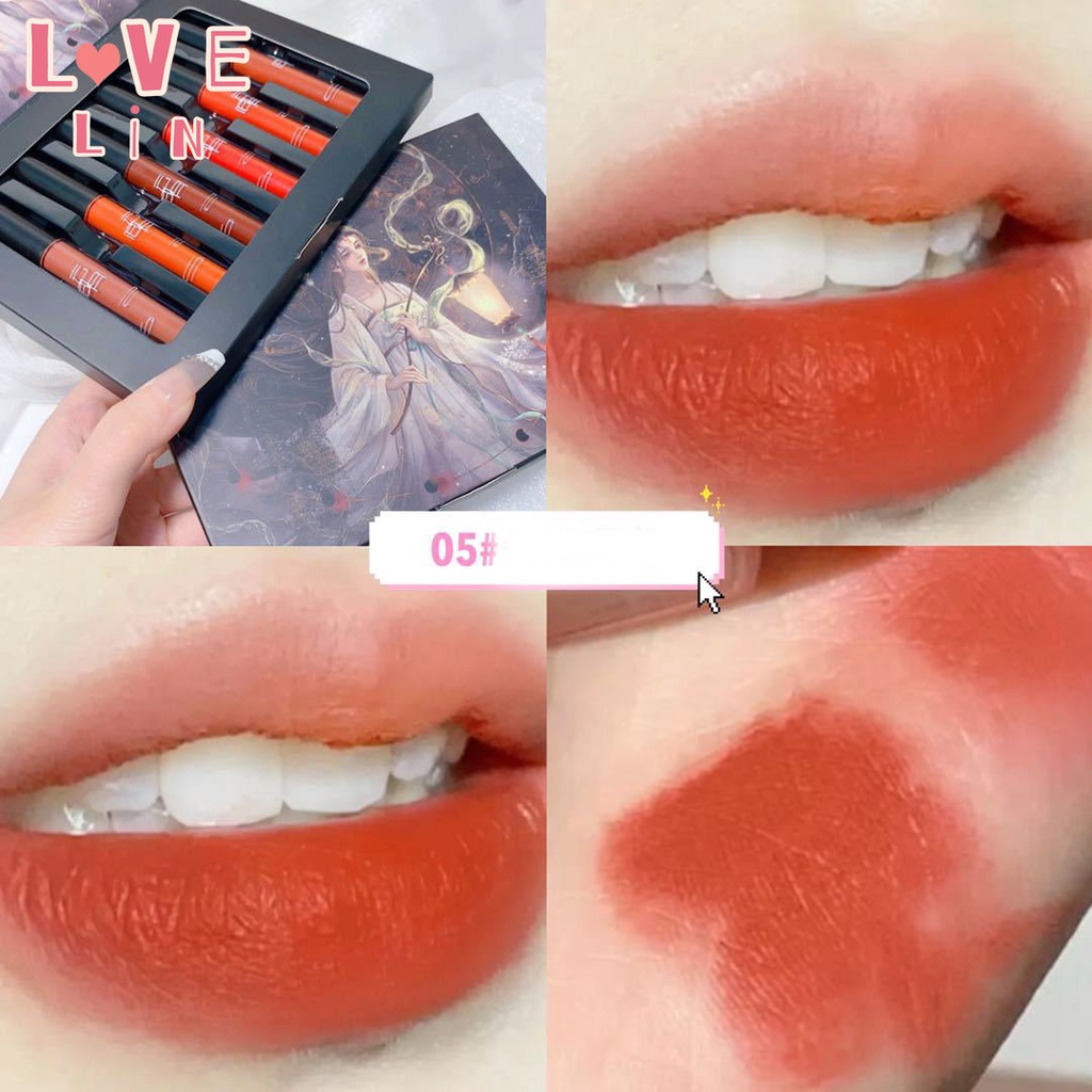 [Lovelin] Six Set Son Môi Màu Nhung Lì Không Dễ Phai Màu Phong Cách Cổ Điển Cho Học Sinh