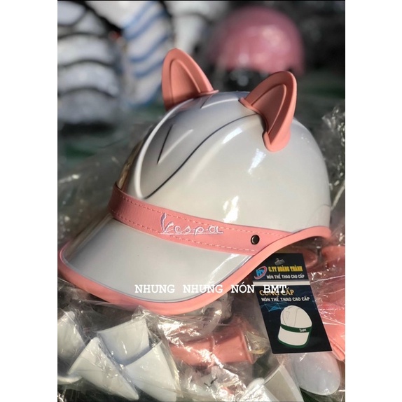 Nón bảo kiểm kết lưỡi trai vespa hàng loại 1 kèm tai gấu tai thỏ tai mèo đáng yêu
