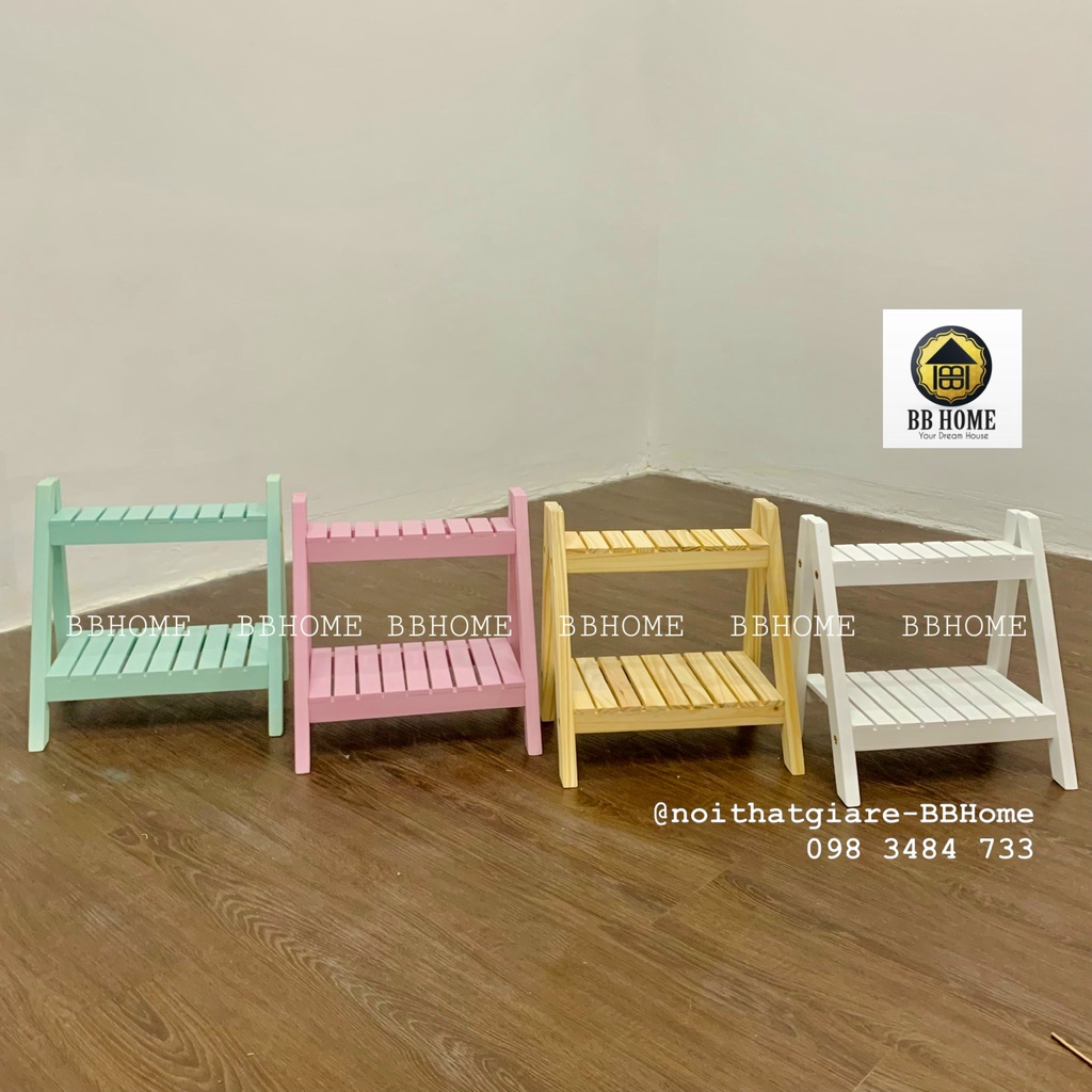 Kệ gỗ mini để sen đá, bàn làm việc,kệ gia vị nhiều màu BBHome