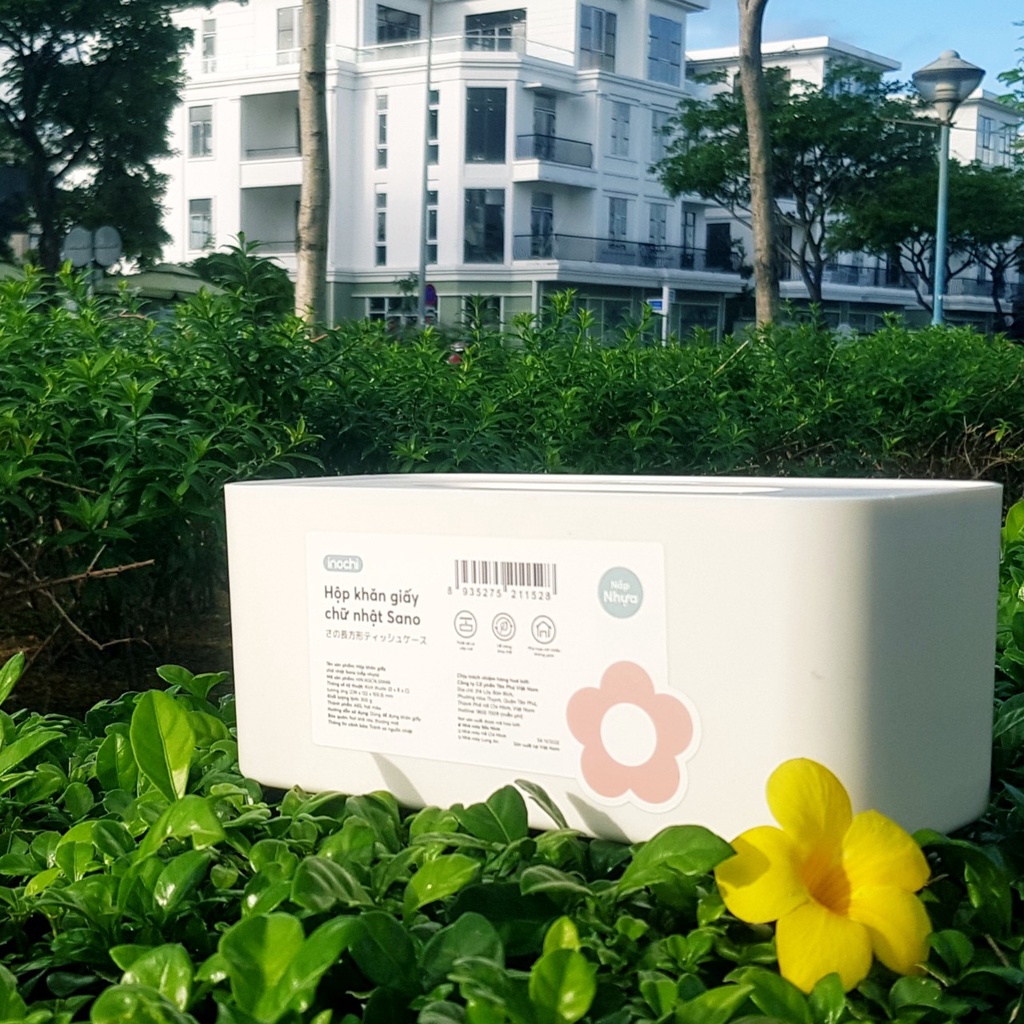 Hộp khăn giấy vuông, chữ nhật Sano Inochi màu trắng sang trong, nhựa nguyên sinh cao cấp
