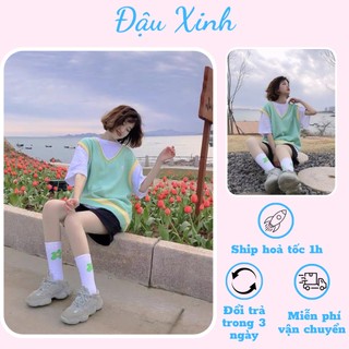Áo ghile nữ ulzzang form rộng gile tím xanh dương - 001