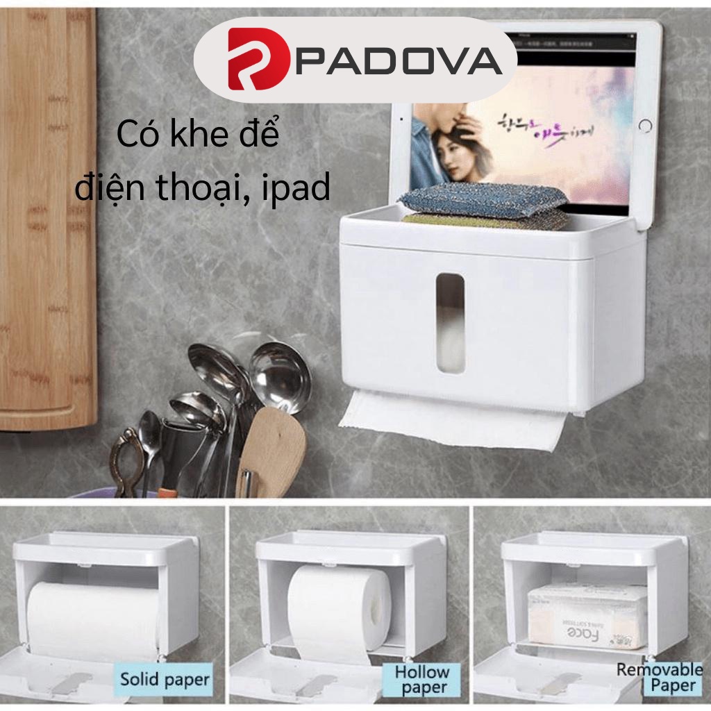 Hộp Đựng Giấy Vệ Sinh Chống Thấm Nước Có Giá Đỡ Điện Thoại PADOVA 8263